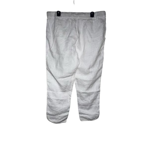 Caslon White Track Style Tulip Hem 100% Linen Drawstring Pants Size L Large NWT - Picture 3 of 7